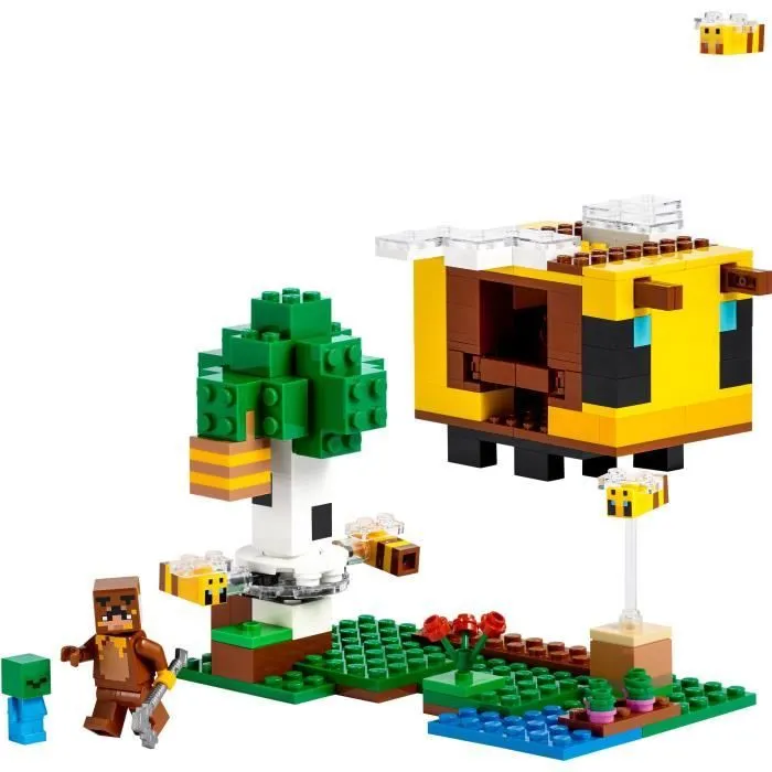 LEGO Minecraft 21241 La Cabane Abeille, Jouet, Ferme avec Maison, Zombie et Figurines Animaux-1