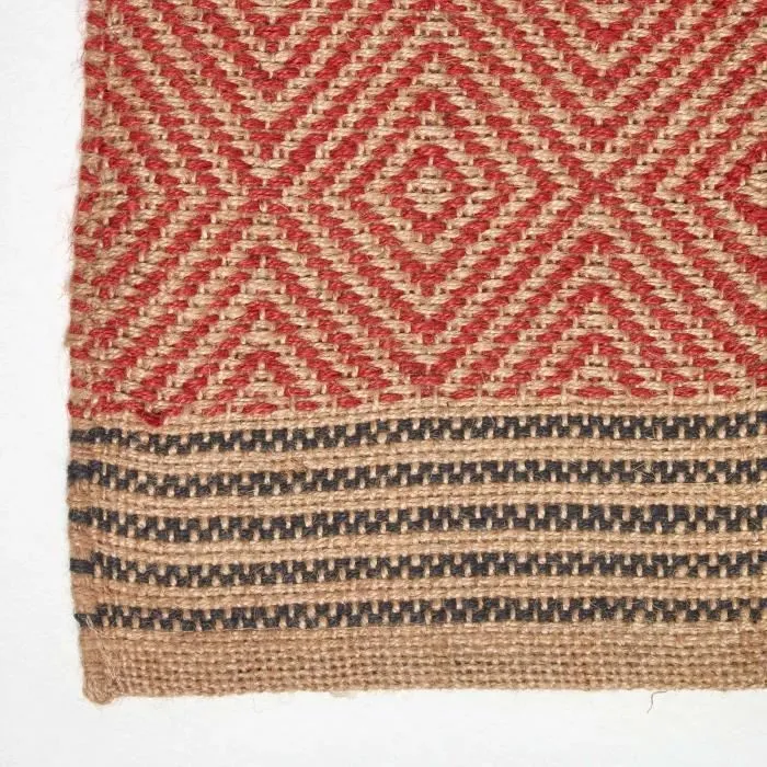 Tapis en jute - HOMESCAPES - Motif géométrique - Rouge - 150 x 240 cm-2