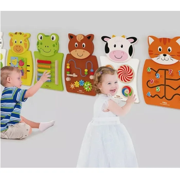 Panneau d'activités mural - Viga Toys - Grenouille - Bois - 5 rangées de perles - 12 mois et plus-3