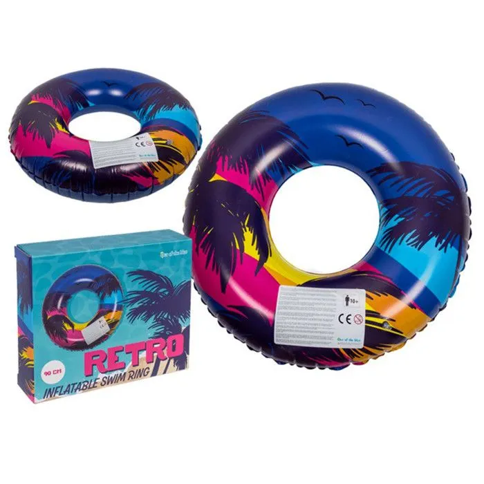 Bouée Gonflable - PALMBUOY - Rétro Design Palmier et Sunset - 90 cm - PVC Durable - Mixte-4