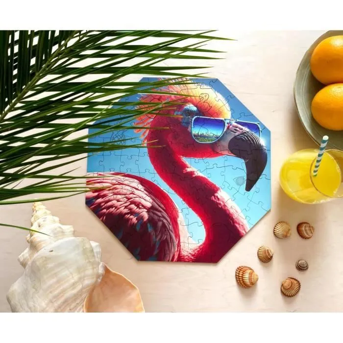 Puzzle en bois pour Enfants - MILLIWOOD - Série Funnymals - Flamant cool - 90 éléments-3