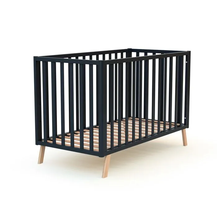 AT4 -  Lit bébé évolutif CONFORT en bois  Gris Graphite - Taille unique-3