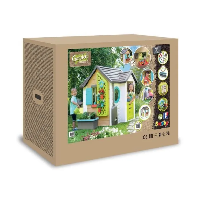 Smoby - Maison de jardin Garden House - 21 accessoires de jardinage - Récupérateur d'eau - Fabriqué en France-6