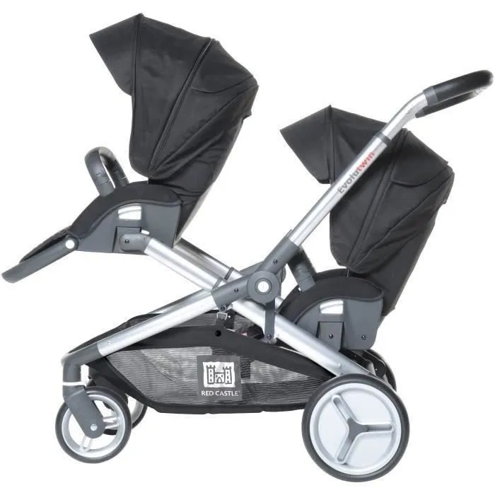 Bebeboutik RED CASTLE Poussette double Evolutwin Des la naissance Jusqu a 15kg Dossier reglable Noir