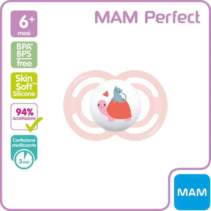 Sucette Mam - FA1C7BO001.ECX - Perfect Sucette en silicone avec etui porte-tetine, 6 mois et violet-1