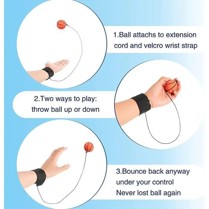 4Pcs Balle Rebondissante avec Elastique Attache Cheville Poignet - Jeu Jouet Enfant Jongle Baseball Golf Basket Foot-1