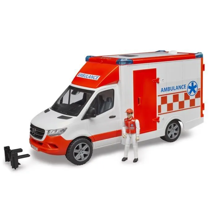 Ambulance MB Sprinter avec conducteur et module son et lumière - Bruder - 02676-0