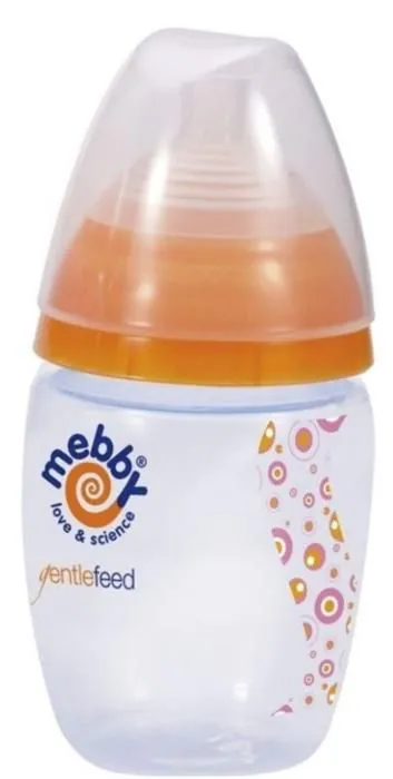 Biberon Mebby en polypropylène avec tétine en silicone - Couleur orange Mebby-0