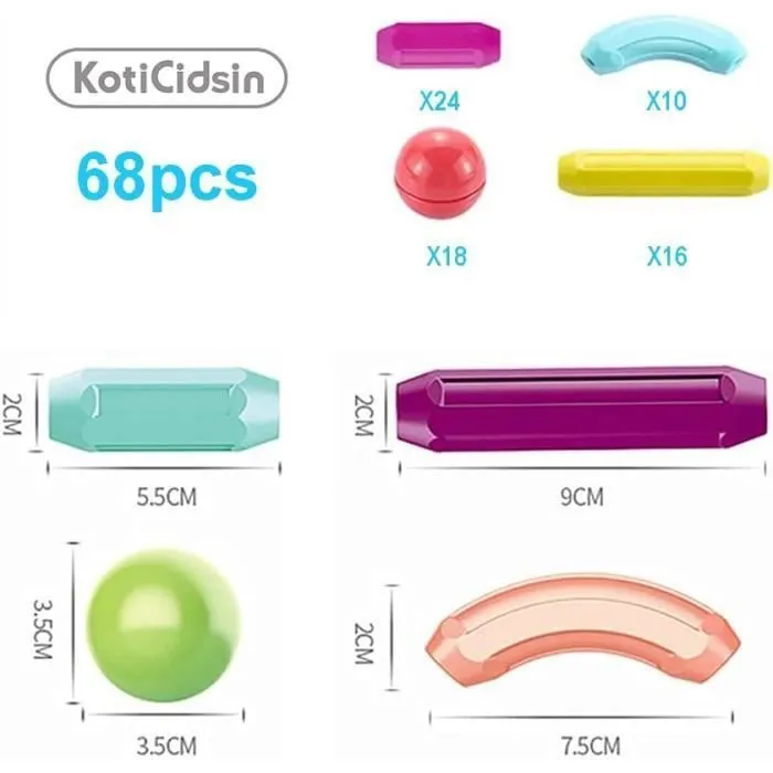 KotiCidsin Jeu de Construction Magnétique, 68PCS, Bâtons Magnétiques de Construction, Jeux Educatifs, Jouet-1