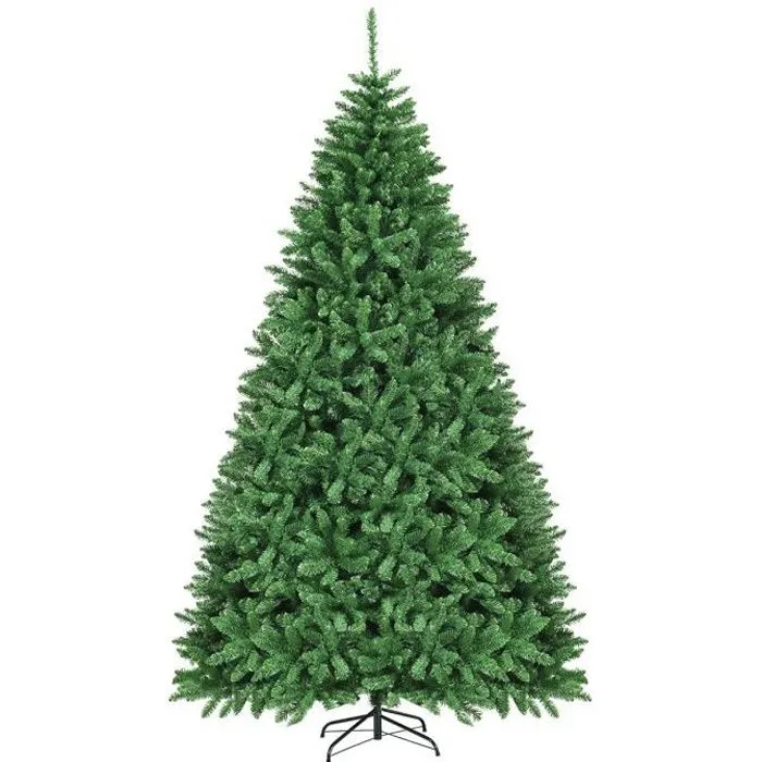 COSTWAY Sapin de Noël Artificiel 225CM à Charnière avec Support Métallique,2254 Branches Sapin Douglas PVC Décoration de Fête Vert-0