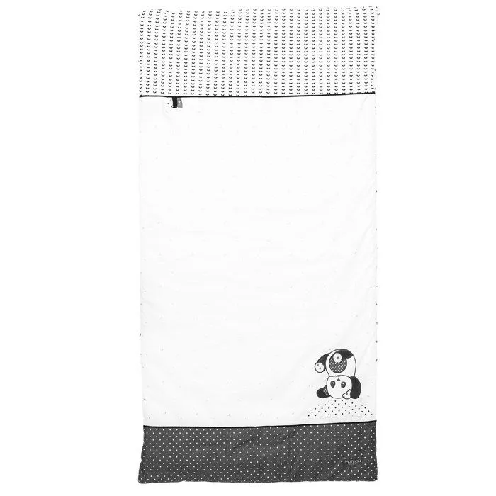 Edredon pour lit bébé en coton - Chao Chao - 70x140 cm - Nombreuses broderies et applications-0