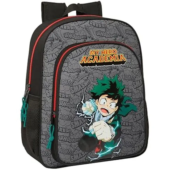 Sac à dos scolaire - SAFTA - MY Hero ACADEMIA - Noir - 32x12x38 cm - Adaptable au chariot-0