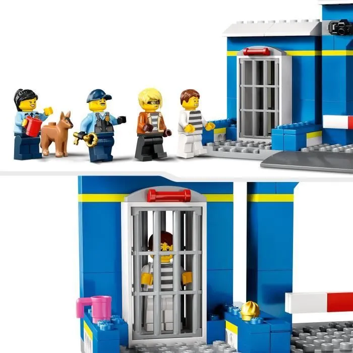 LEGO® City 60370 La Course-Poursuite au Poste de Police, Voiture en Jouet et Moto, Prison-2