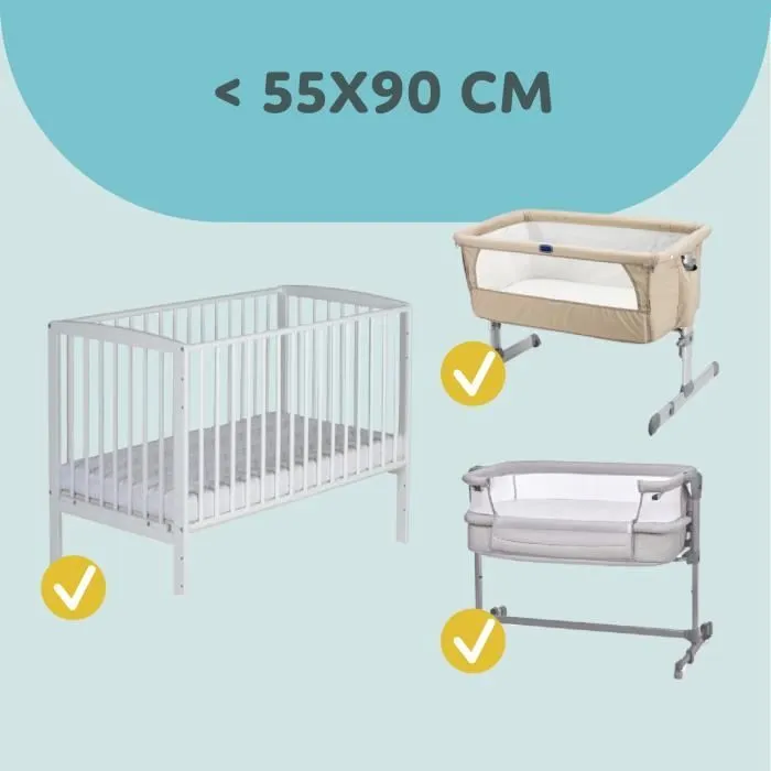 Ensemble drap housse poussette couffin - 2 x housse + protège matelas imperméable 90 x 55 cm étoiles blanc gris-1