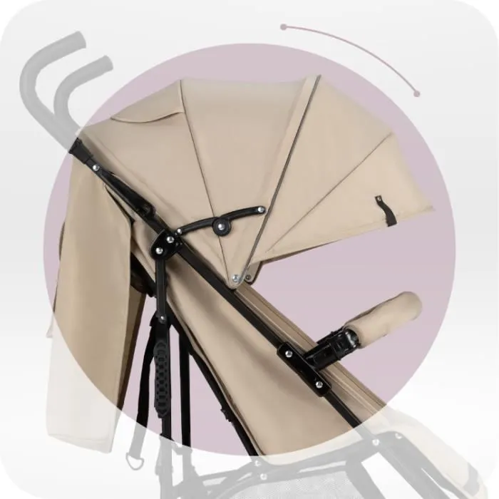 MoMi AKIRA - Poussette canne ultra compacte - Légère 6.7 kg - De 6 mois à 15 kg - Kit d'accessoires - Sac et panier – Beige-2