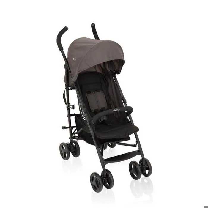 Poussette canne - GRACO - Travelite Black Grey - 8 roues - Pare-soleil rétractable - Harnais 5 points-0