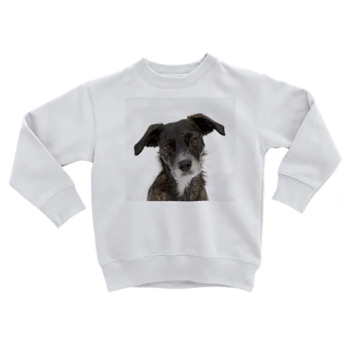 Sweatshirt Enfant Petit Chien Noir Dans la Neige Mignon Animal de Compagnie-0