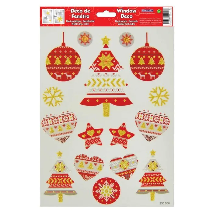 Décoration de fenêtre électrostatique - Pulls de Noël-0