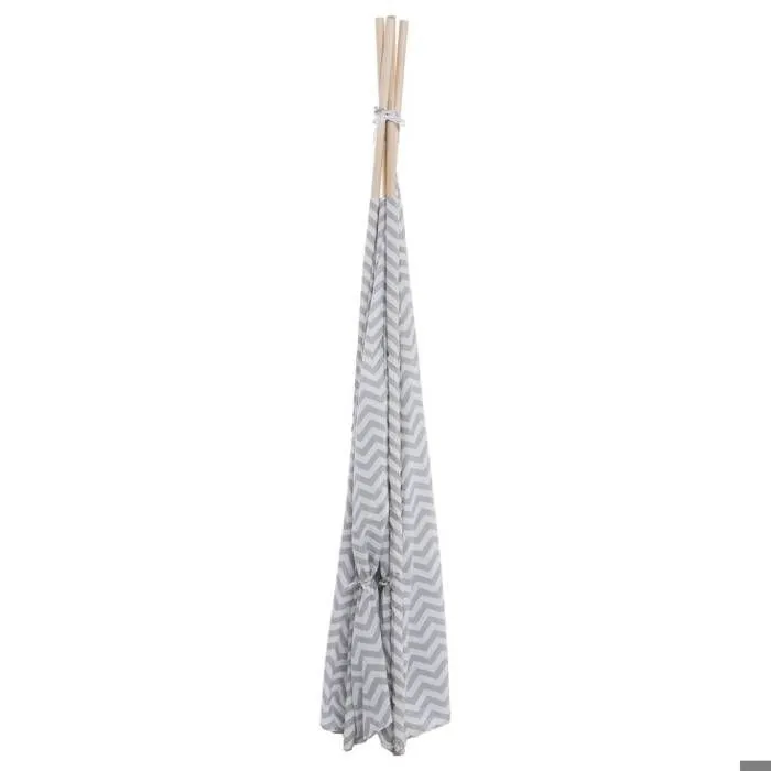Tipi enfant - ATMOSPHERA - Gris - Polyester et peuplier - Imprimé zigzags blancs et gris-4