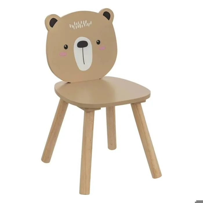 Chaise enfant ourson Douceur bois naturel - Atmosphera createur d'interieur - Beige-0