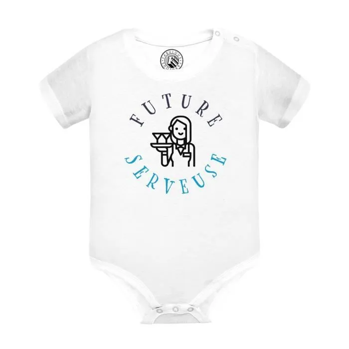 Body Bébé Manche Courte Blanc Future Serveuse Métier Service Restaurant Bar-0
