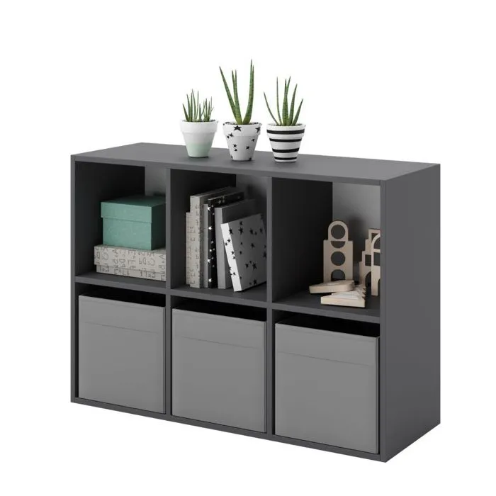 Etagère cube Loni 2x3 gris-0