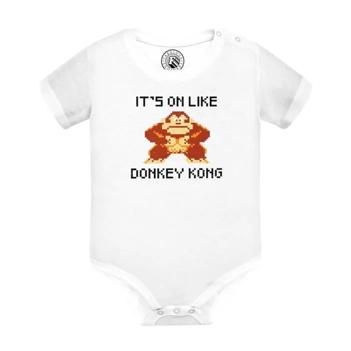 Body Bébé Manche Courte Blanc It's on like Donkey Kong Jeux Vidéo Retro Gaming Vintage-0