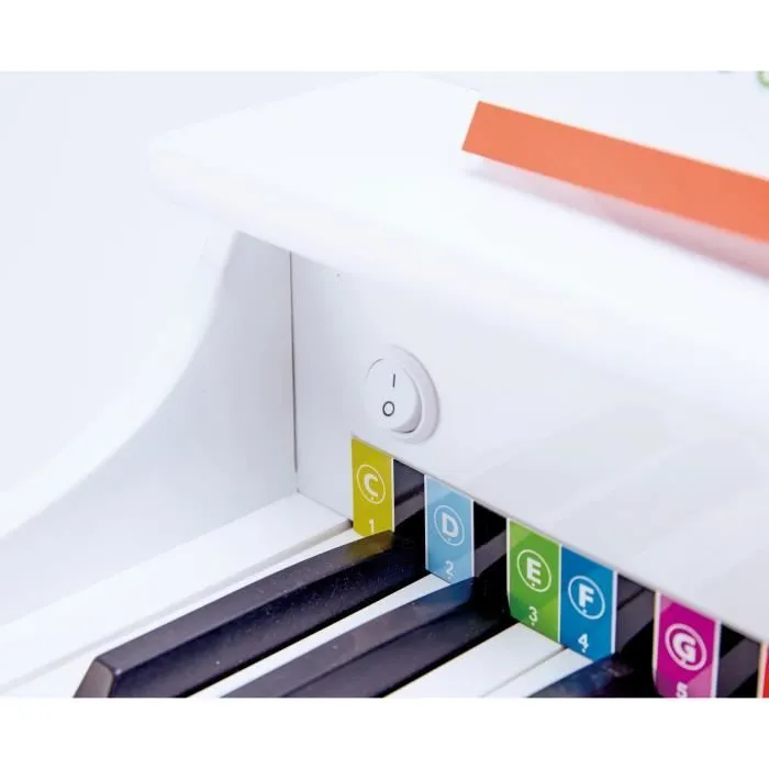 Piano jouet électronique en bois - HAPE - Blanc - 30 touches - Tabouret inclus-5