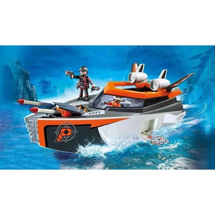 PLAYMOBIL - Top Agents - Bateau Turbo SPY TEAM - Multicolore - 47 pièces - 6 ans et plus-1