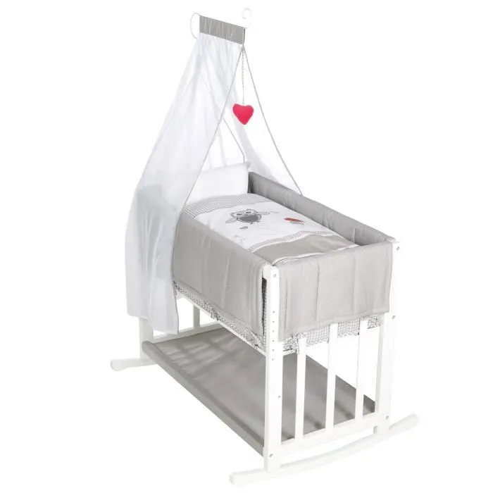 Berceau Cododo Complet ROBA - Adam et Eule - Blanc - Hauteur Réglable - Matelas Inclus-2