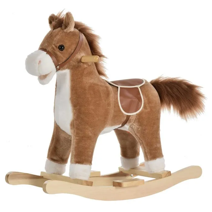 HOMCOM - cheval à bascule - Bois - 65x32x61cm - Brun-0