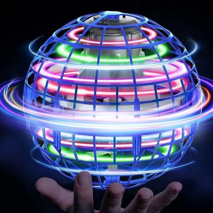 Boule Volante Lumineuse, Magique Balle Volante Flying Boomerang Ball Spinner, Ballon Volant Lumineux Drone Hoverball, Jouet Cadeau-0