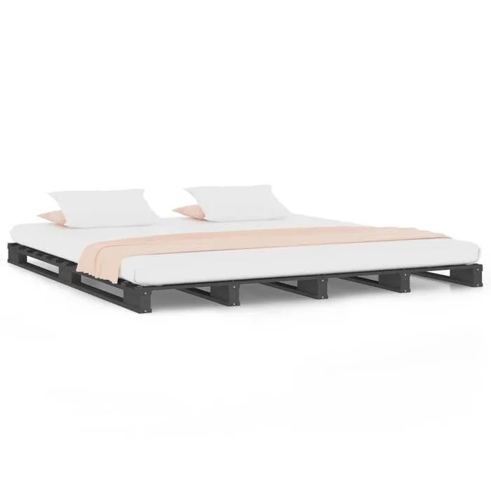 vidaXL Lit de palette gris 120x200 cm bois de pin massif 821389-1