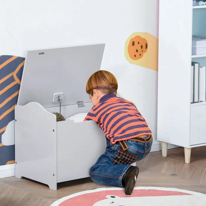 HOMCOM - Boîte de rangement pour enfants - MDF - 60x40x48cm - Gris-2