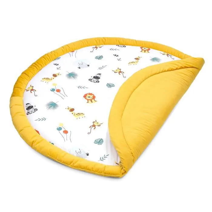 Coussin de sol enfants à volants 100 cm - matelas de sol coin cosy chambre d'enfant rond rampant couverture pour bébé Safari-1