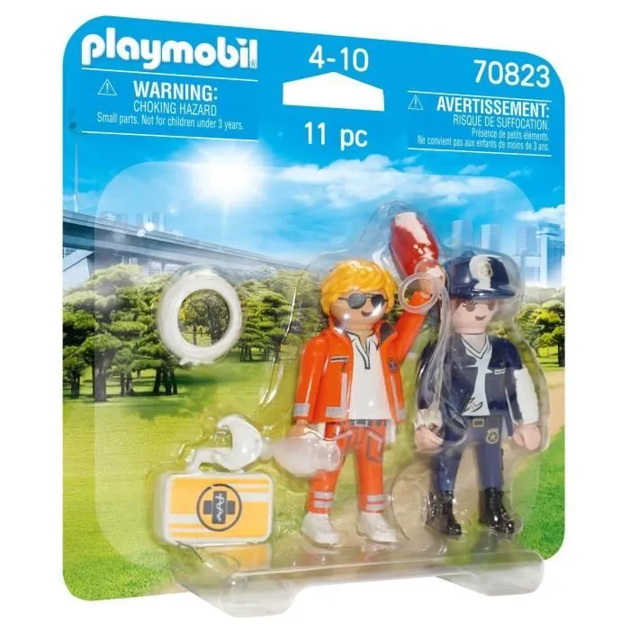 PLAYMOBIL - 70823 - Playmobil Duo - Secouriste et policière-0
