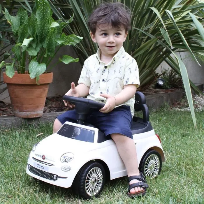 Porteur Fiat 500 - Blanc - Pour Enfant à partir de 12 mois - Klaxon sonore-4