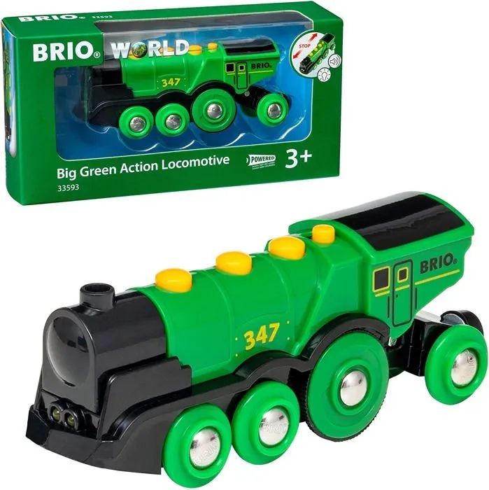 Locomotive Verte Puissante à Piles - BRIO - Circuit de train en bois - Accessoire son & lumière - Dès 3 ans-0
