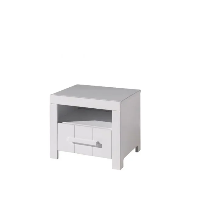 Lit simple enfant Vipack ERIK 90x200 cm + chevet en bois + armoire 3 portes blanc-3