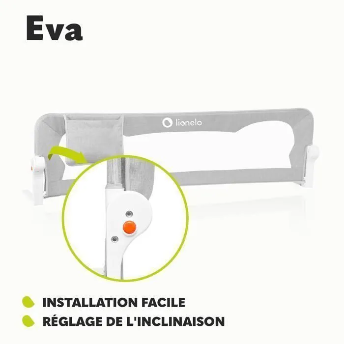 Barrière de lit bébé LIONELO Eva - Protection anti-chute 150cm - Filet aéré pliable-4