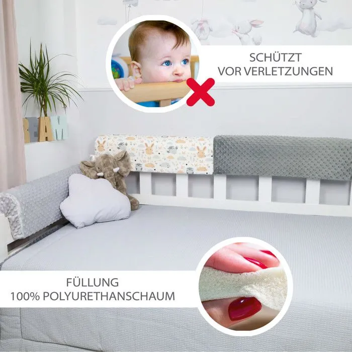 Tour de lit bebe protection enfant 70 cm - contour de lit bébé complet respirant protège-lit bord en mousse Grisâtre Minky-1