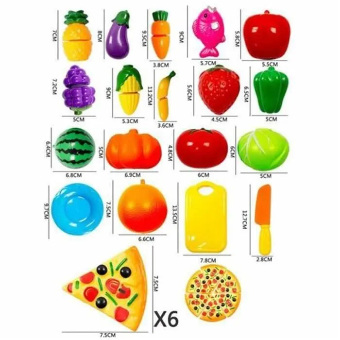Set de 24pcs jouet de cuisine pour enfants Maison Jouet Set Pizza fruit légume-2