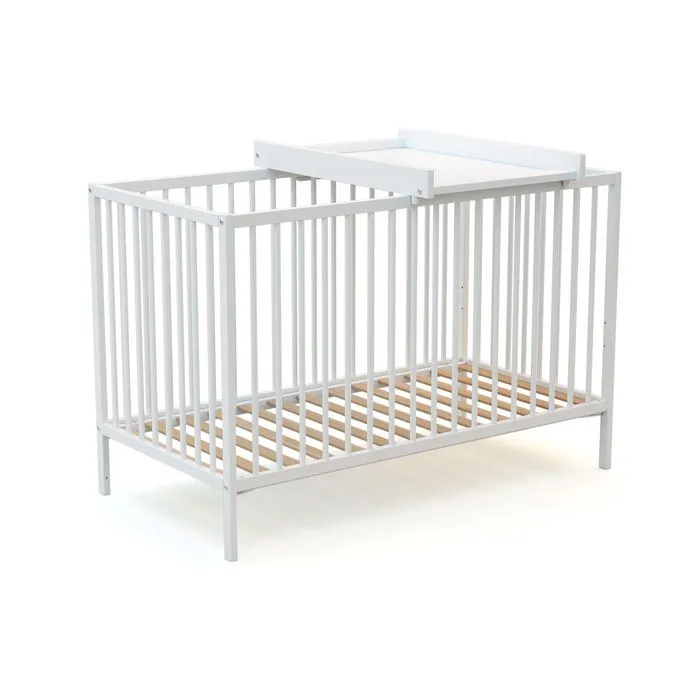 WEBABY - Lit bébé 60 x 120 cm avec plan à langer - Blanc  Blanc - Taille unique-2