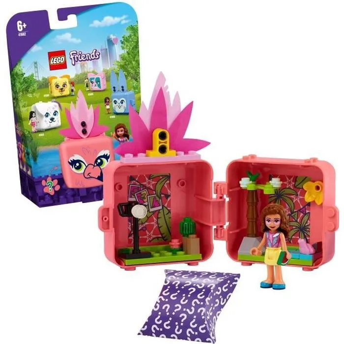 LEGO® Friends 41662 Le cube flamant rose d’Olivia, Cadeau Fille et Garçon 6 ans, Figurines Animaux, Jouet de Collection-0