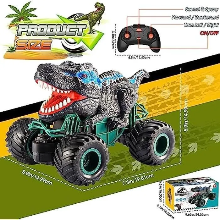 Jouet Voiture Télécommandée - Dinosaure - Tout Terrain - Éclairage LED - Pour Enfants 3-8 Ans-2