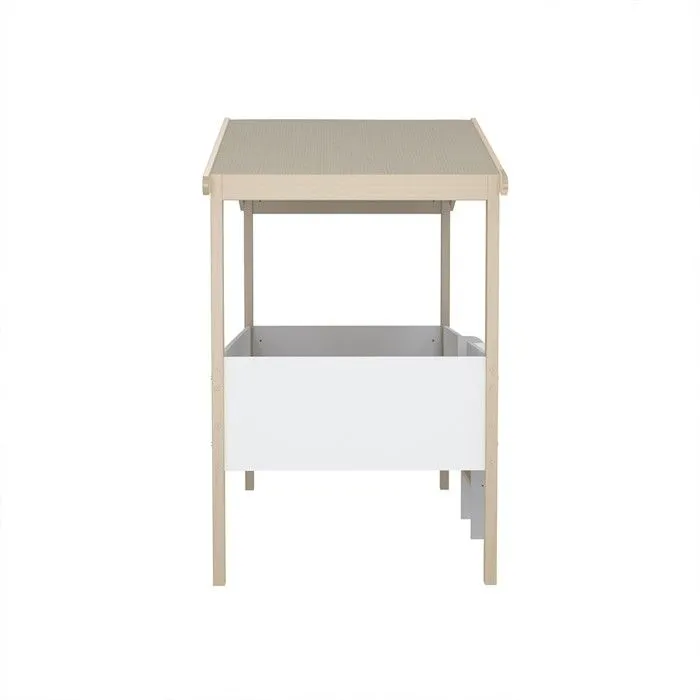 Lit cabane PILOTI 90x190 + 1sommier / Blanc et naturel-5