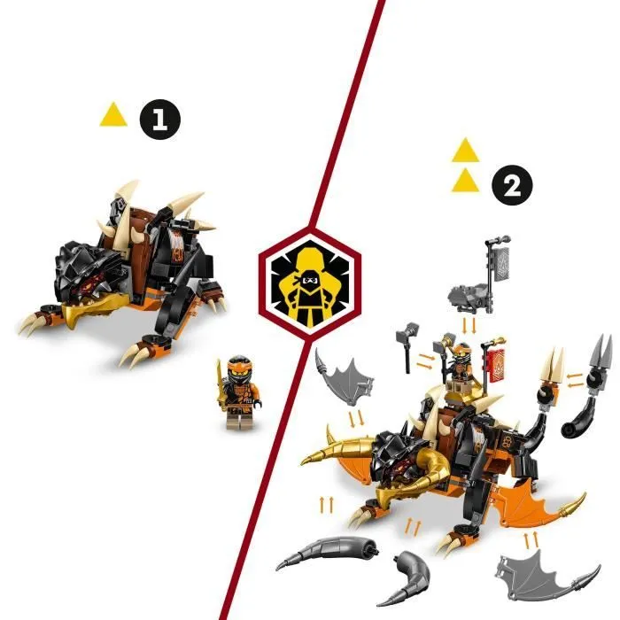 LEGO® NINJAGO 71782 Le Dragon de Terre de Cole – Évolution, Jouet avec 2 Minifigurines-3