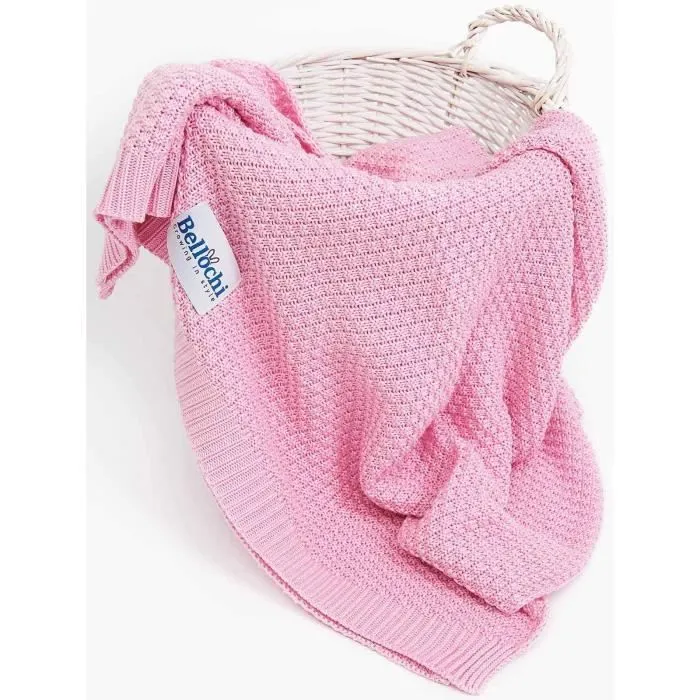 Bellochi Premium Couverture Bébé Naissance - 100% Bambou - Douce Couverture Bebe Ete pour une Fille ou un Garçon - 100x80 cm - Rosa-0