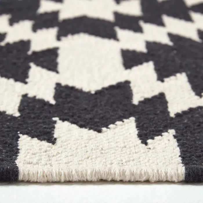 Tapis Kilim en coton à motif géométrique noir et blanc - Zurich - 90 x 150 cm-3