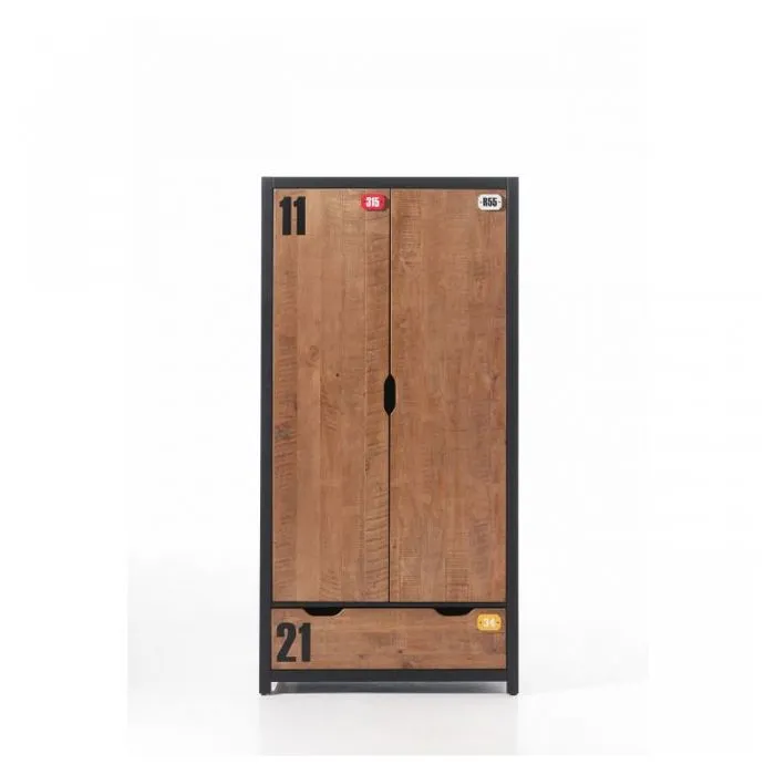 Ensemble de meubles - Alex - Bureau et Armoire - Pin Massif - Multicolore - 2 places-5